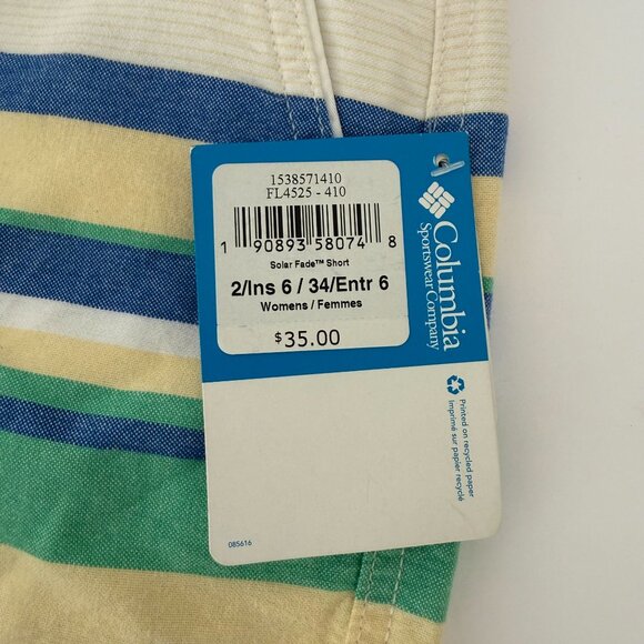 Columbia PFG Womens Solar Fade Striped Shorts Size 6 Cotton Blend - Picture 5 of 5